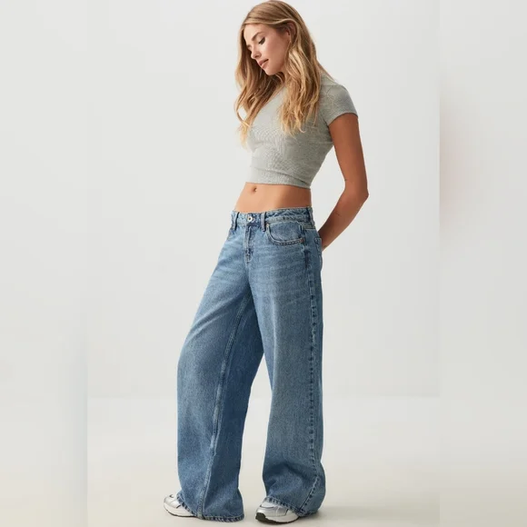 NWT Size 13 Ardene Off Duty Low Rise Wide Leg Jean - Picture 3 of 7